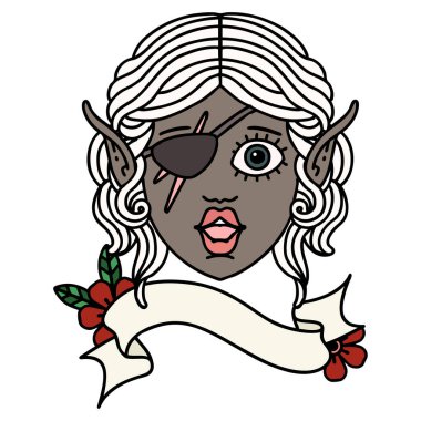 Retro Dövme Tarzı Elf düzenbaz karakter yüzü