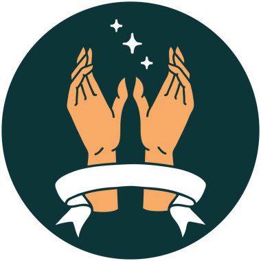 uzanan elleri gösteren dövme biçimi simgesi