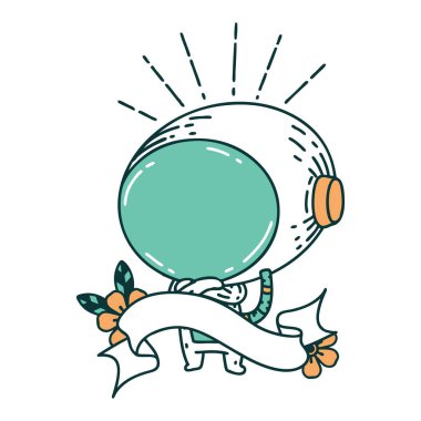 Dövme stili astronotlu parşömen.