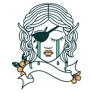 Retro Dövme Tarzı Ağlayan elf düzenbaz karakter yüzü