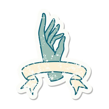 Bir el sancağıyla eski bir etiket