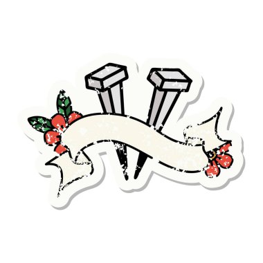 Demir çivili eski bir etiket.