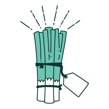 Geleneksel bir dövme demeti pırasa çizimi