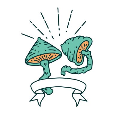 Dövme stili mantarlı parşömen.