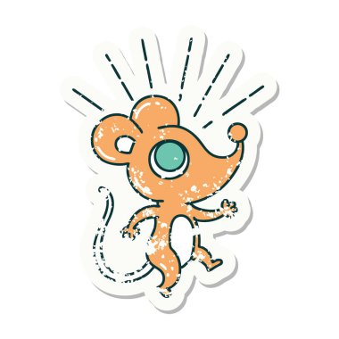 Dövme stili fare karakterinin eski bir çıkartması