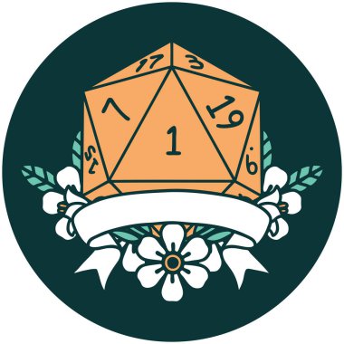 Doğal bir d20 zar atma simgesi