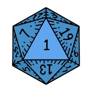 Retro Dövme Biçimi Doğal 1D20 zar atma