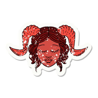 kiremitli karakter yüzünün grunge çıkartması