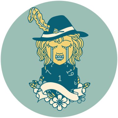 Retro Dövme Biçimi Ağlayan Ork Ozan Karakteri