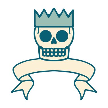 Geleneksel dövme, kafatası ve taçla