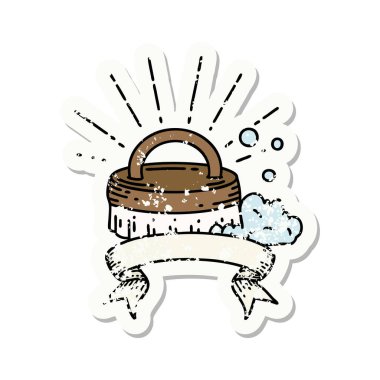 Dövme stili eski bir çıkartma fırça.