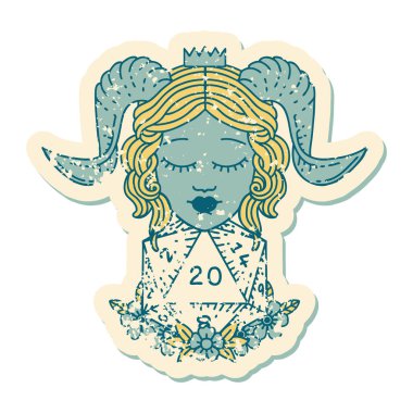 Doğal yirmilik zarla yapıştırılmış grunge sticker.