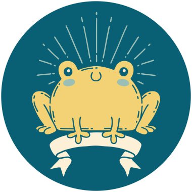 Dövme stili mutlu kurbağa ikonu