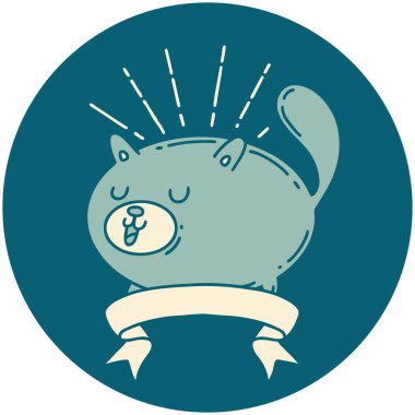 Dövme stili mutlu kedinin simgesi