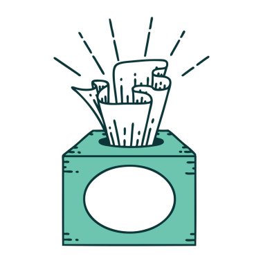 Geleneksel bir peçete dövme kutusu çizimi