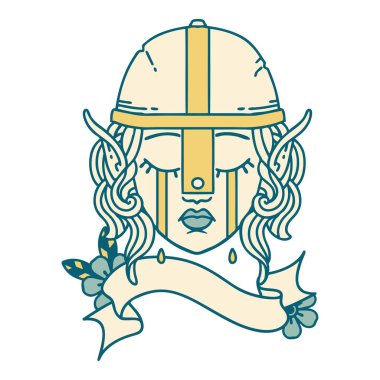 Retro Dövme Tarzı Ağlayan Elf Savaşçısı karakteri