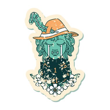 Retro Dövme Tarzı Hüzünlü Ork Ozan Karakteri