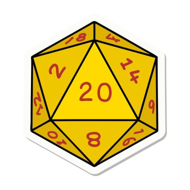 Doğal bir 20 D20 zar atmanın çıkartması.