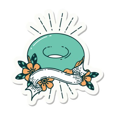 Dövme stili buzlu çörek çıkartması.