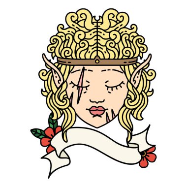 Retro Dövme Tarzı Elf barbar karakter yüzü