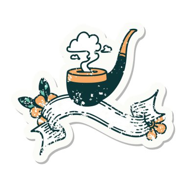 Sigara içen piposu olan eski bir etiket.