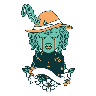 Retro Dövme Biçimi Ağlayan Ork Ozan Karakteri