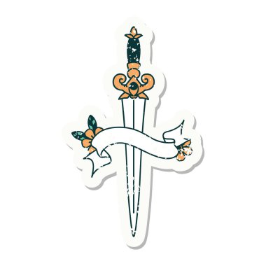 Hançer bayrağı taşıyan eski bir etiket.