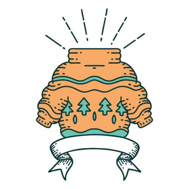 Dövme stili Noel kazaklı parşömen.