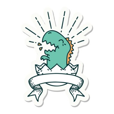 Yumurtadan çıkan dinozor dövmesi çıkartması.