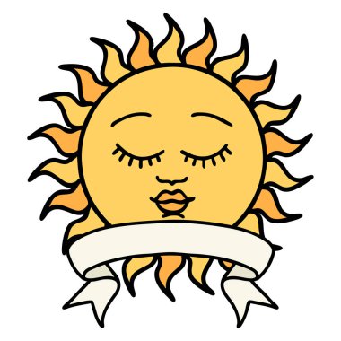 Yüzü güneşli geleneksel dövme.