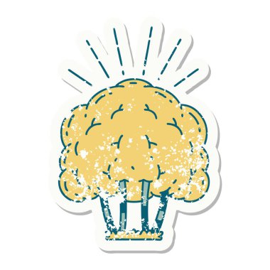 Eski bir dövme ağacının eski çıkartması.