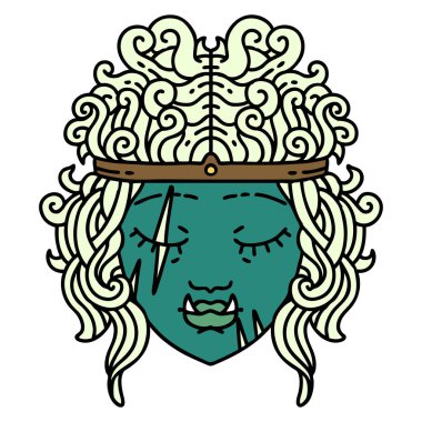 Retro Dövme Tarzı Ork barbar karakter yüzü