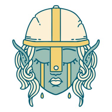 Retro Dövme Tarzı Ağlayan Elf Savaşçısı karakteri