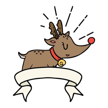 Dövme stili Noel Ren Geyiği dövmeli parşömen.