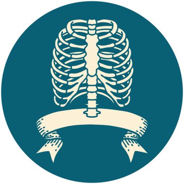 bir göğüs kafesi bayrağı ile dövme tarzı simgesi