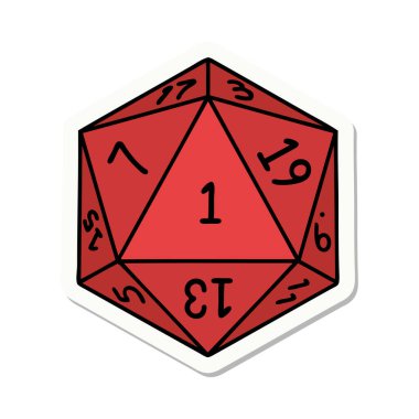 Doğal 1 D20 zar atma etiketi