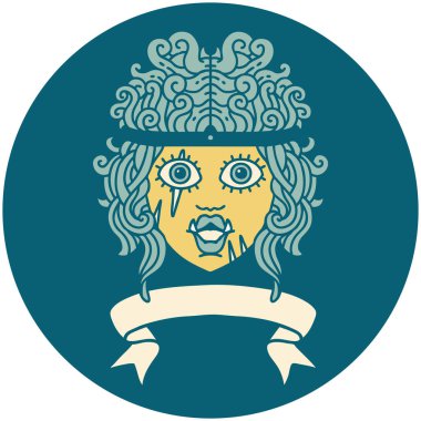 Sancaklı Retro Dövme Biçimi Ork barbar karakter yüzü