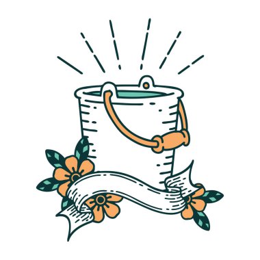 Dövme stili bir kova suyla parşömen afişi