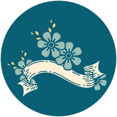 Çiçek sancağıyla dövme biçimi simgesi