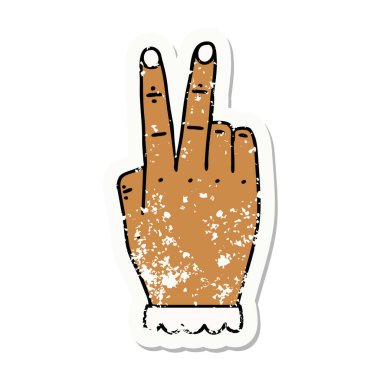 Retro Dövme Tarzı El kaldırma İki parmak hareketi