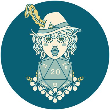 Retro Dövme Biçimi 20 zarlı elf karakteri