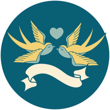 Kırlangıç bayrağı ve kalp dövmesi simgesi