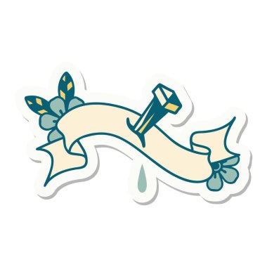 Demir çivi sancağıyla dövme stili çıkartması