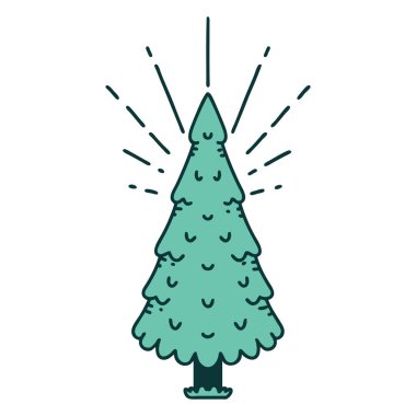 Geleneksel çam ağacı dövmesi çizimi