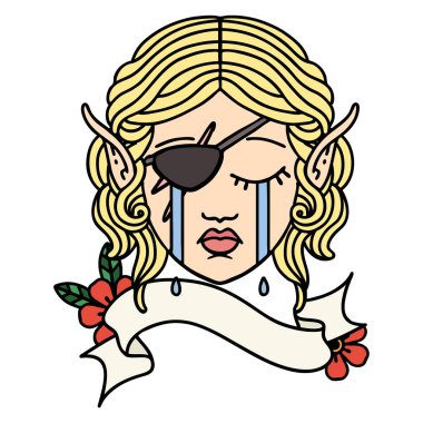 Retro Dövme Tarzı Ağlayan elf düzenbaz karakter yüzü