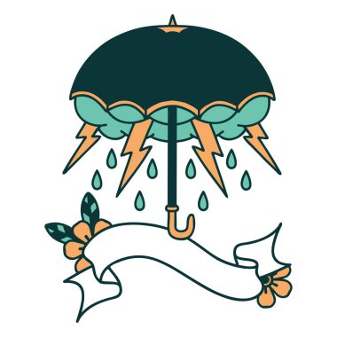 Geleneksel dövmeli ve şemsiyeli