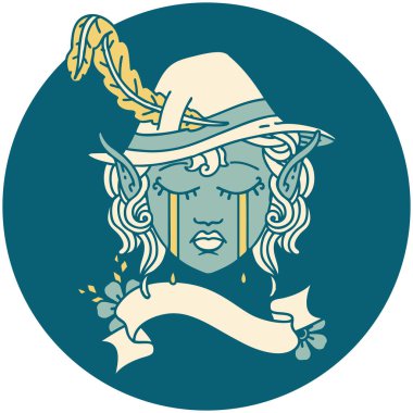 Retro Dövme Tarzı Ağlayan Elf Ozan Karakteri