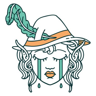 Retro Dövme Tarzı Ağlayan Elf Ozan karakter yüzü