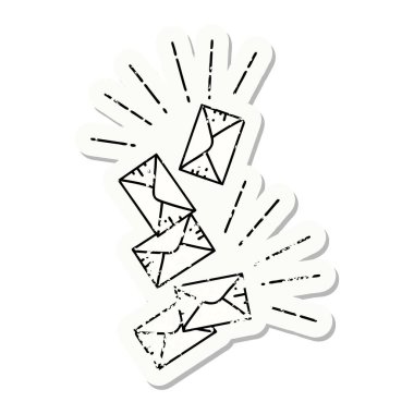 Dövme stili eski bir etiket düşmüş mektuplar.