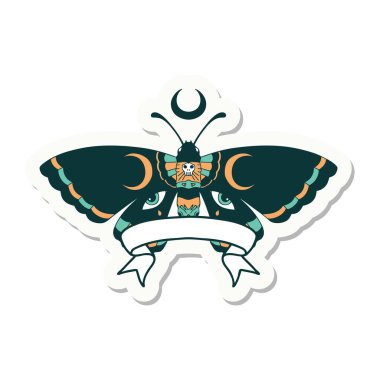 bir güve pankartıyla dövme stili çıkartması